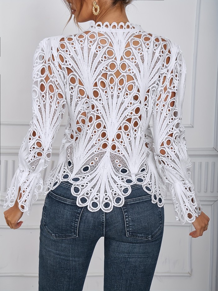Cut Out Asymmetrical Blouse, Sexy Solid Nightclub Semi-Sheer Summer Blouse, Women's Clothing