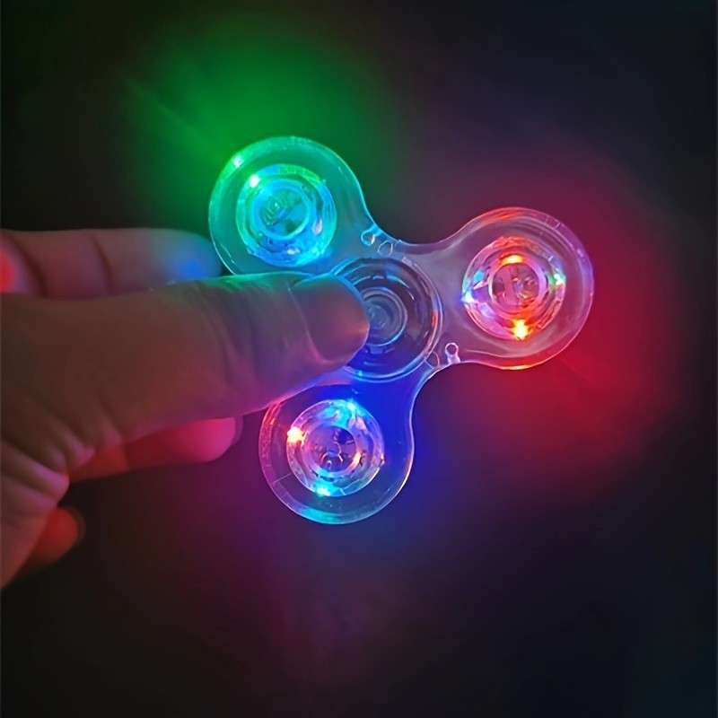 Crystal Luminous LED Light Spinner Hand Top Spinner, Glow In Dark EDC Toy, Kinetic Gyroscope For Children