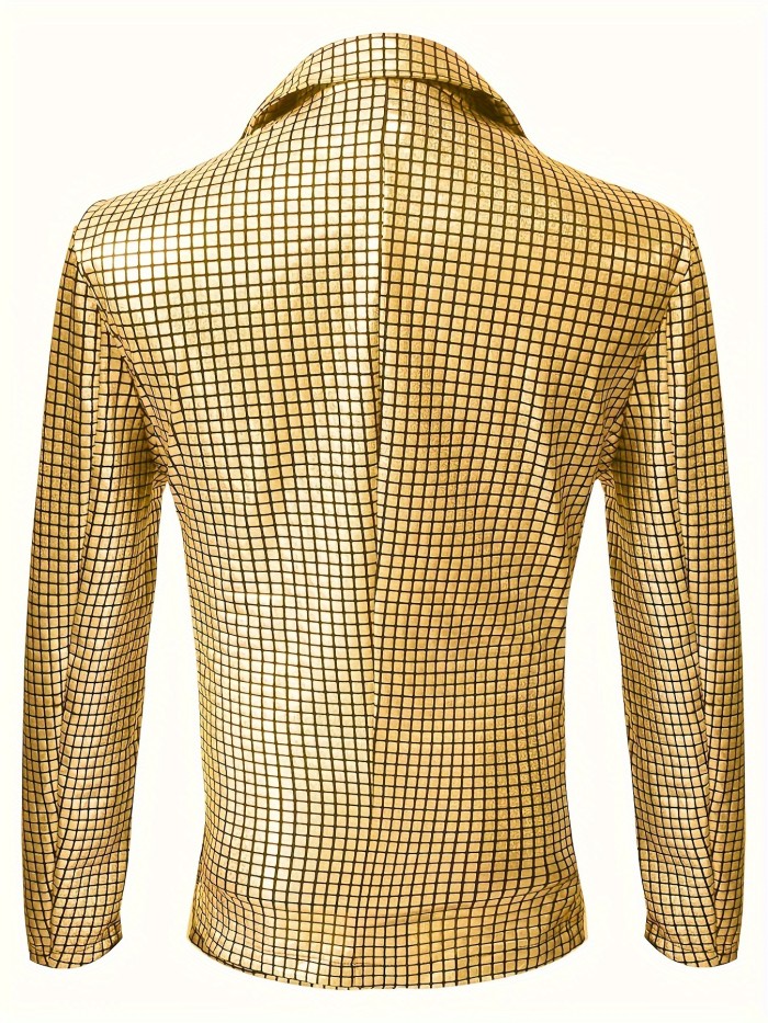 Men's Disco Costume Sets Shiny Sequins Suit Metallic Jacket Halloween Outfits