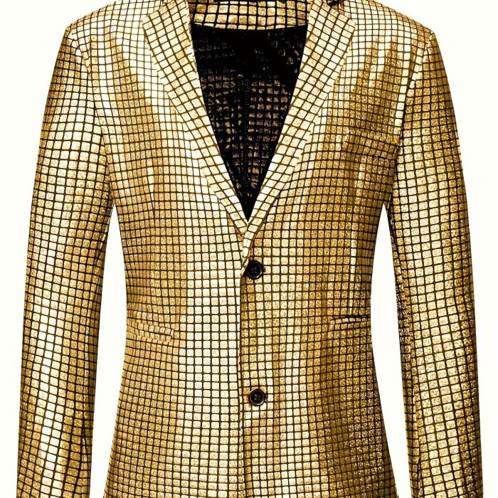 Men's Disco Costume Sets Shiny Sequins Suit Metallic Jacket Halloween Outfits
