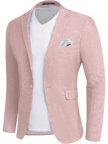 MAGE MALE Men's Slim Fit Blazer Jackets Suit One Button Lightweight Sport Coats Casual Blazer Pink
