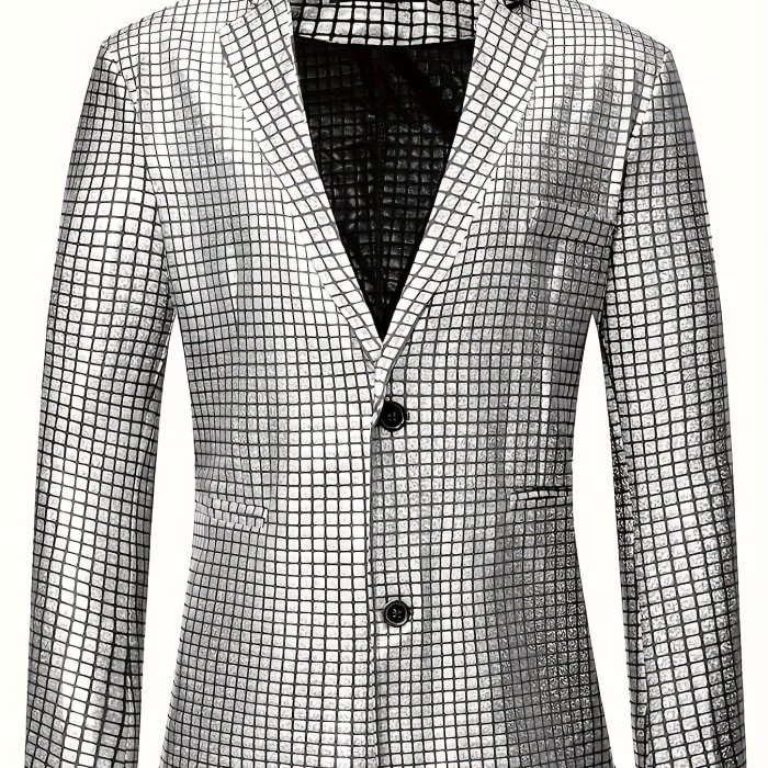 Men's Disco Costume Sets Shiny Sequins Suit Metallic Jacket Halloween Outfits