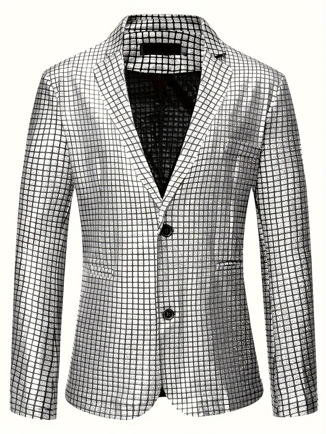Men's Disco Costume Sets Shiny Sequins Suit Metallic Jacket Halloween Outfits