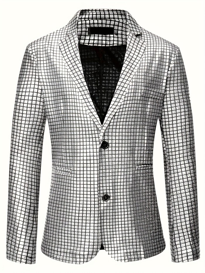 Men's Disco Costume Sets Shiny Sequins Suit Metallic Jacket Halloween Outfits