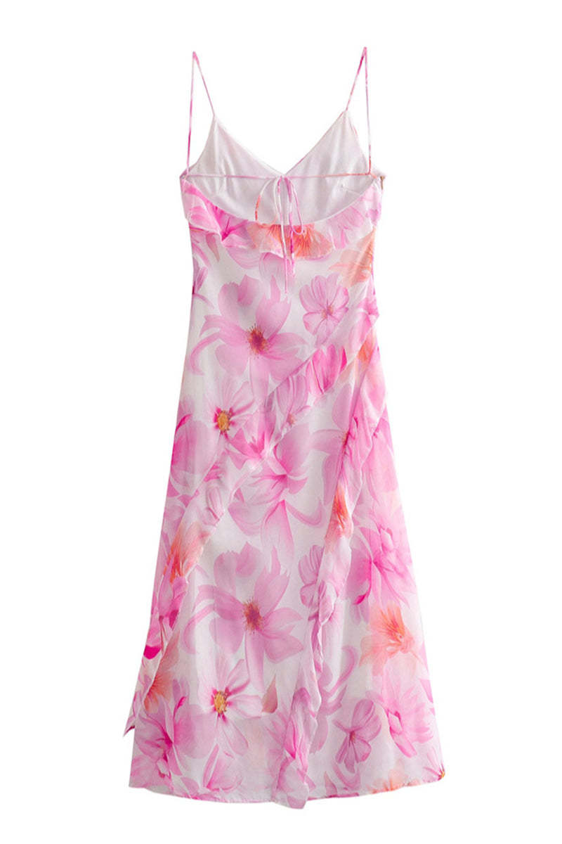 Sexy Vacation Floral Print Backless Halter Sleeveless Dresses(3 Colors)
