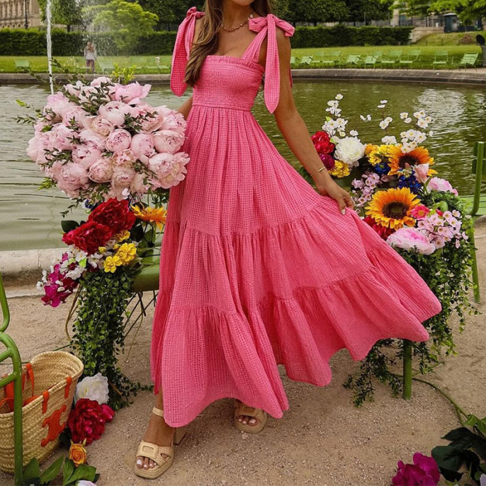Women's Fashion Solid Color Temperament Swing Party Elegant Dress