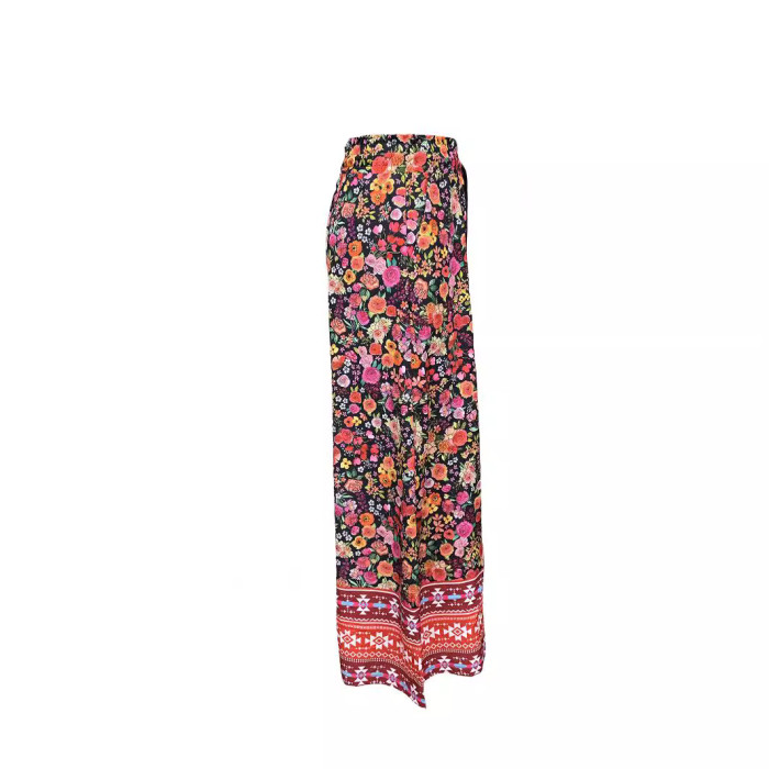 Fashion Women's Casual Printed Holiday Bohemian Wide Leg Pants