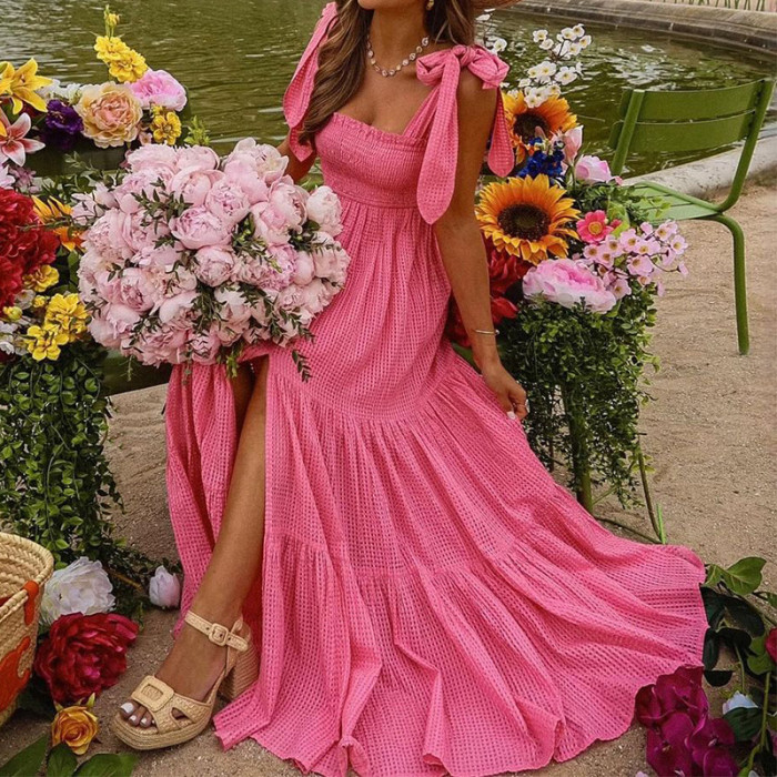 Women's Fashion Solid Color Temperament Swing Party Elegant Dress