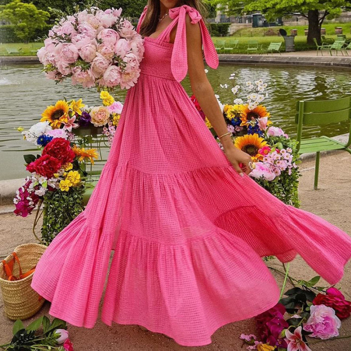Women's Fashion Solid Color Temperament Swing Party Elegant Dress