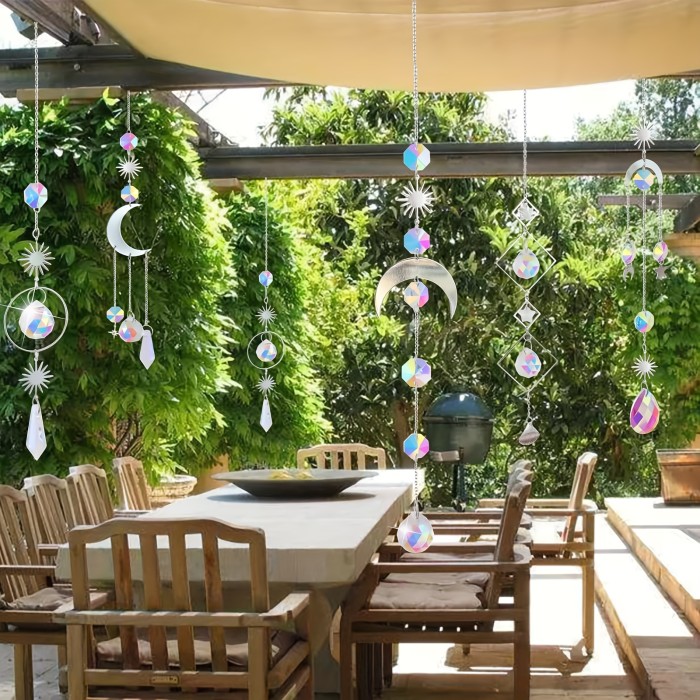 6pcs Vibrant Crystal Suncatchers - Chandelier Effect Pendant Ornaments