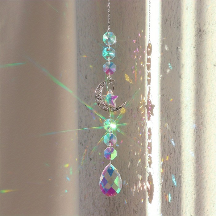 1\u002F3pcs, Vibrant Colorful Crystal Suncatcher Pendants with Chain - Adds Elegance to Windows