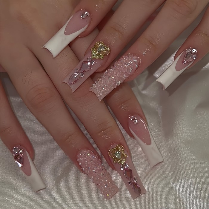 100PCS Dazzling Glossy Ballerina Press-On Nails