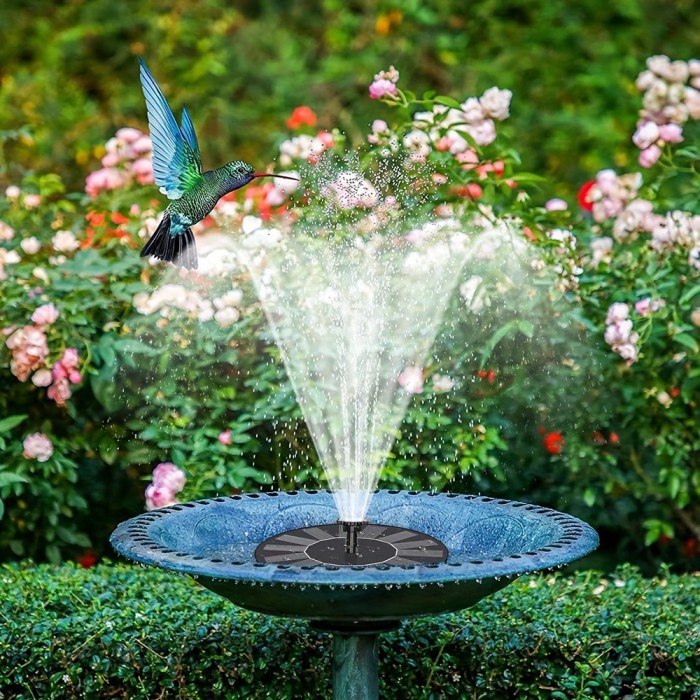 1pc Solar Fountain Pump, 1.5W Solar Bird Bath Pump With 6 Nozzles