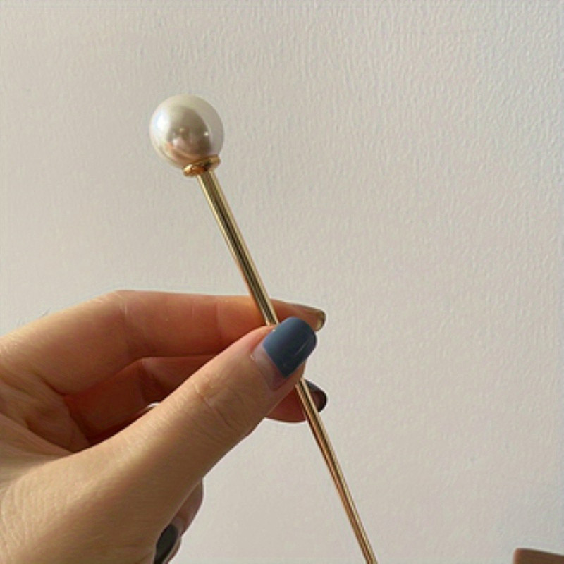 1pc Faux Pearl Hairpin Elegant Hair Stick Metal Simple Style Hair Chopstick Hair Accessories For Women