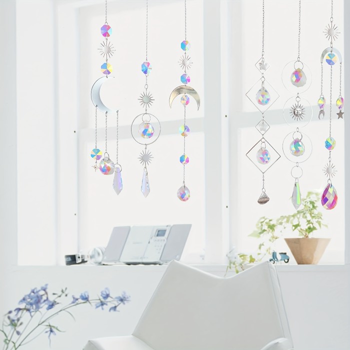6pcs Vibrant Crystal Suncatchers - Chandelier Effect Pendant Ornaments