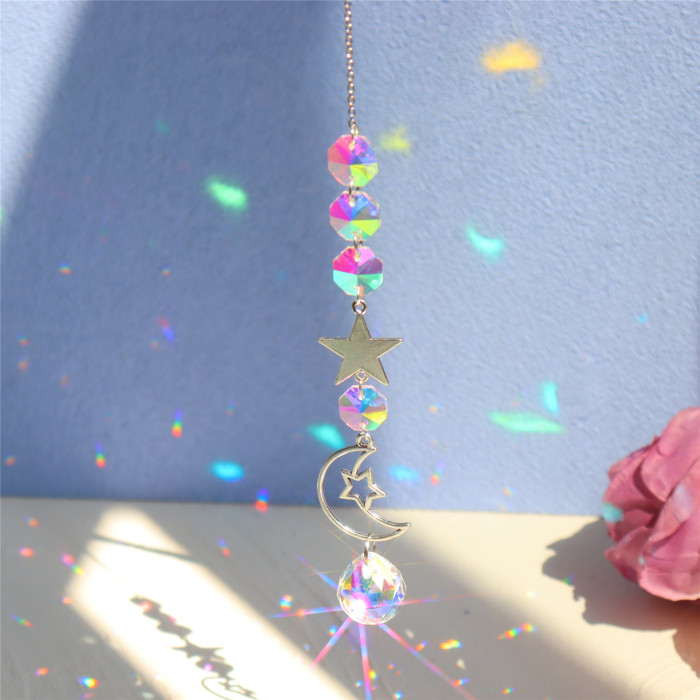 1\u002F3pcs, Vibrant Colorful Crystal Suncatcher Pendants with Chain - Adds Elegance to Windows