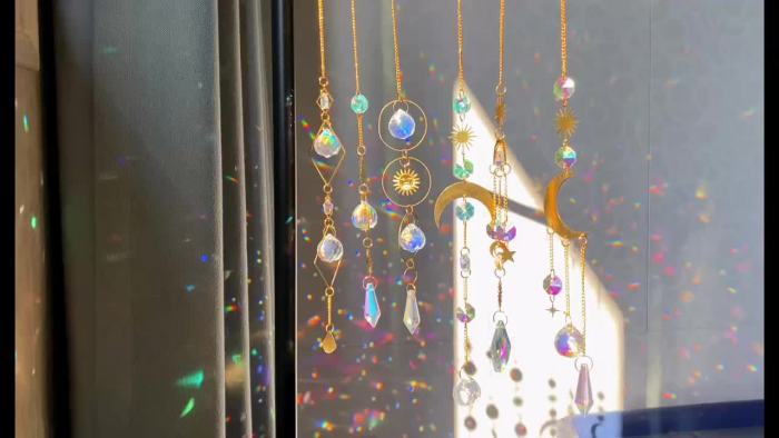 6pcs Vibrant Crystal Suncatchers - Chandelier Effect Pendant Ornaments