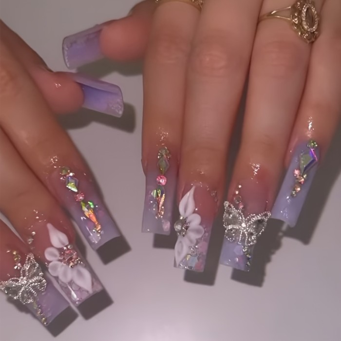 100PCS Dazzling Glossy Ballerina Press-On Nails