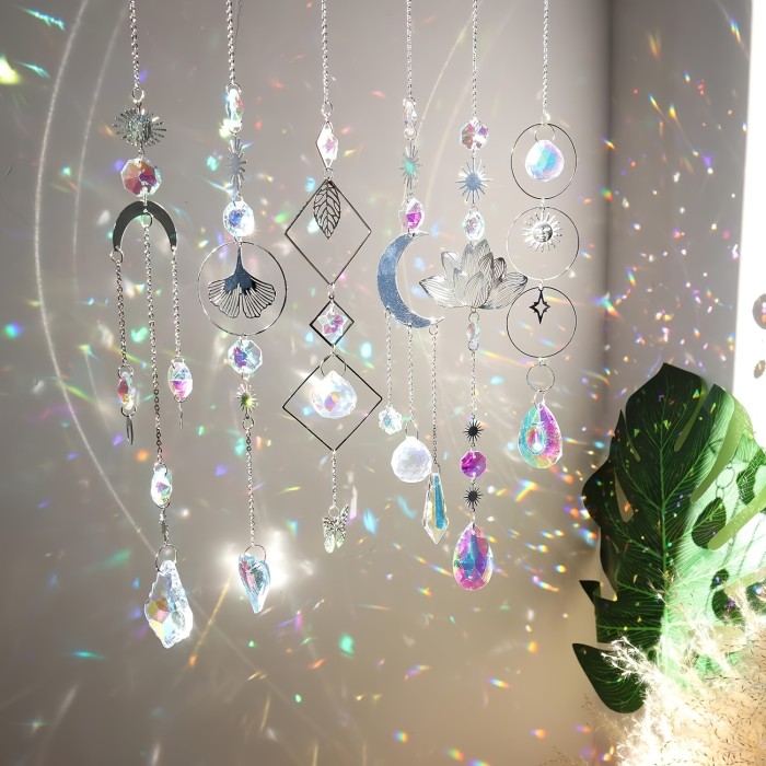 6pcs Vibrant Crystal Suncatchers - Chandelier Effect Pendant Ornaments