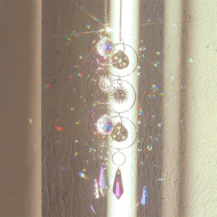 1\u002F3pcs, Vibrant Colorful Crystal Suncatcher Pendants with Chain - Adds Elegance to Windows