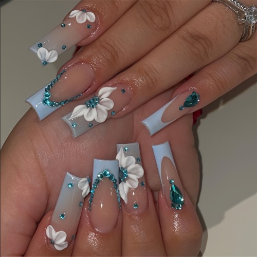 100PCS Dazzling Glossy Ballerina Press-On Nails