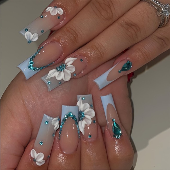100PCS Dazzling Glossy Ballerina Press-On Nails