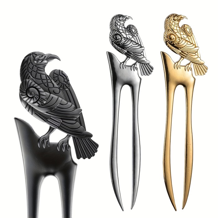 2pcs U Shape Raven Hair Prong Styling Pins Black, Golden, Slivery Wicca Witch Hair Sticks Slide Renaissance Festival French Metal Hair Forks Accessories