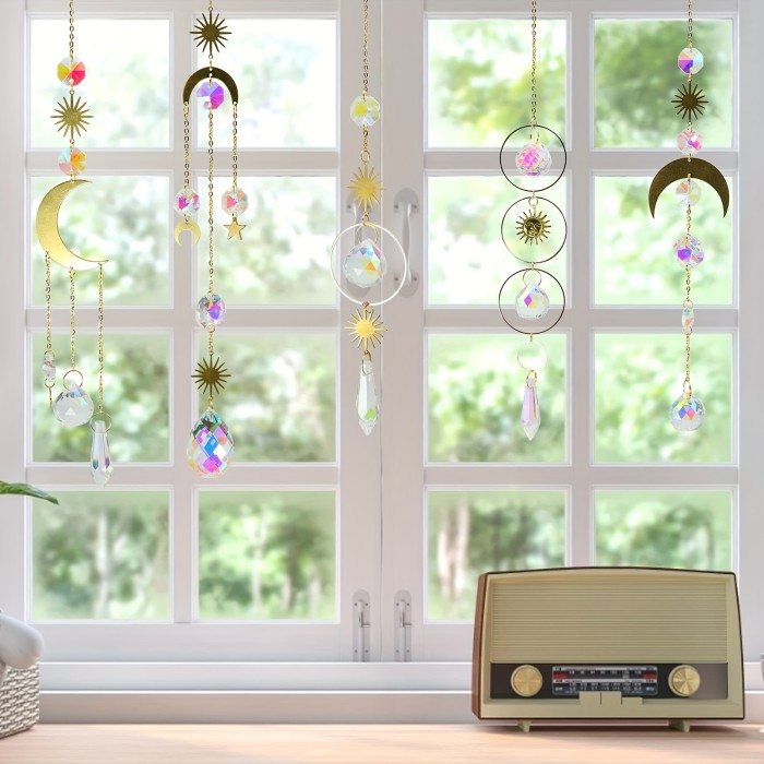6pcs Vibrant Crystal Suncatchers - Chandelier Effect Pendant Ornaments