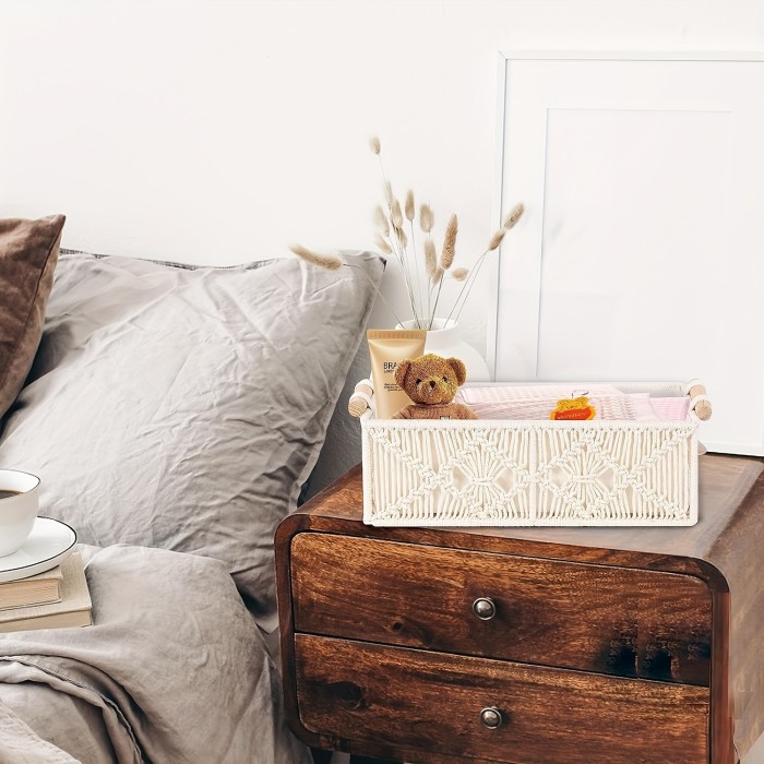 Cesta de Macramé Boho Multiusos - Organizador Tejido a Mano para Elegancia en Hogar y Oficina