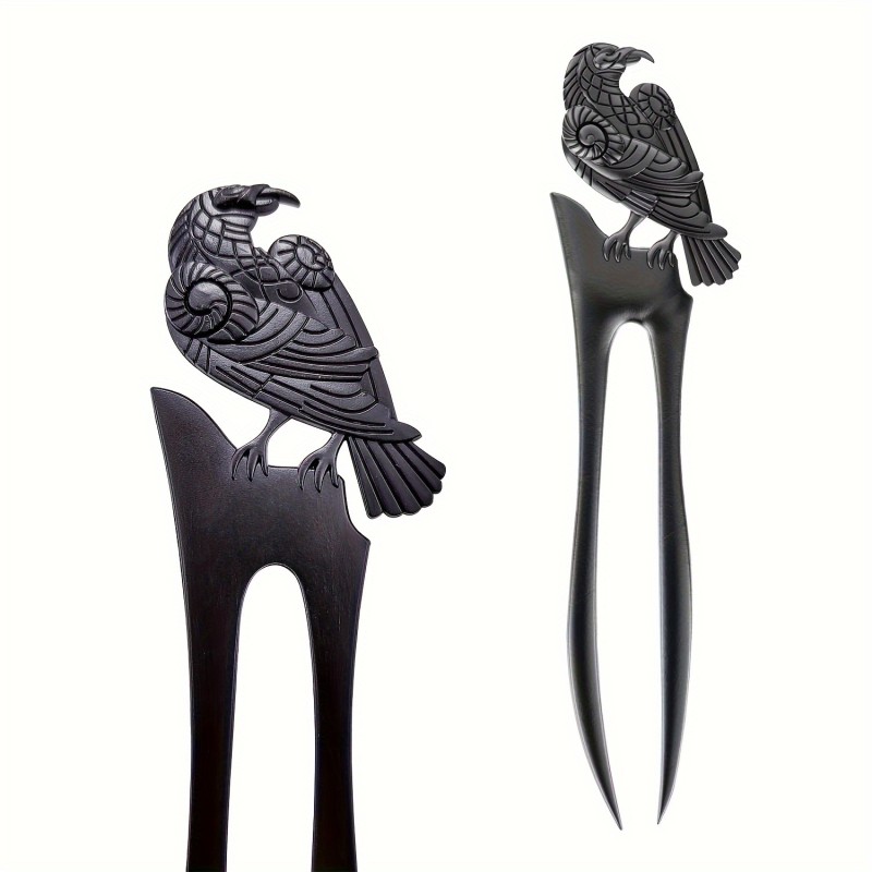 2pcs U Shape Raven Hair Prong Styling Pins Black, Golden, Slivery Wicca Witch Hair Sticks Slide Renaissance Festival French Metal Hair Forks Accessories