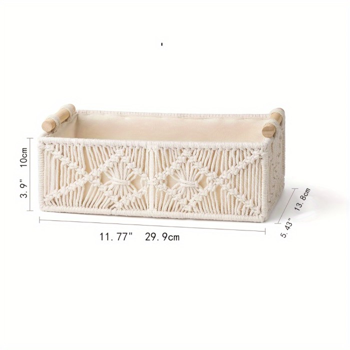 Cesta de Macramé Boho Multiusos - Organizador Tejido a Mano para Elegancia en Hogar y Oficina