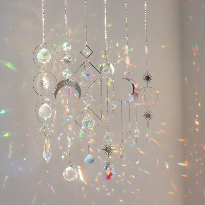 6pcs Vibrant Crystal Suncatchers - Chandelier Effect Pendant Ornaments