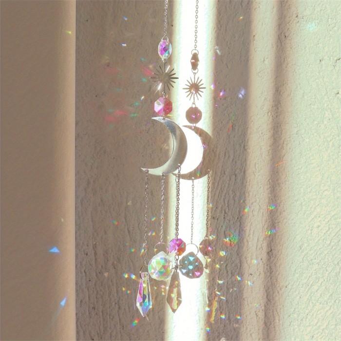 1\u002F3pcs, Vibrant Colorful Crystal Suncatcher Pendants with Chain - Adds Elegance to Windows