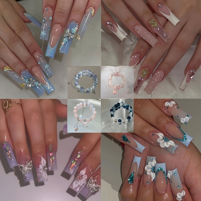 100PCS Dazzling Glossy Ballerina Press-On Nails