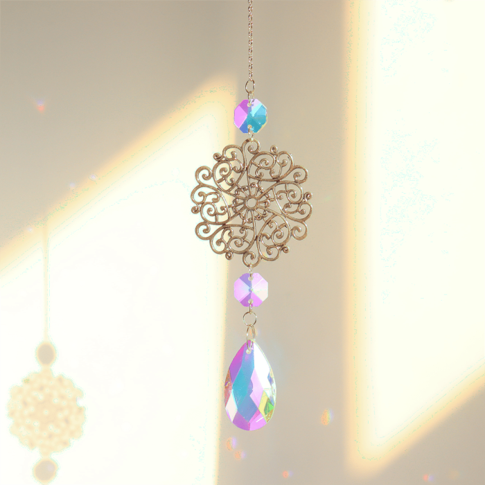 1\u002F3pcs, Vibrant Colorful Crystal Suncatcher Pendants with Chain - Adds Elegance to Windows
