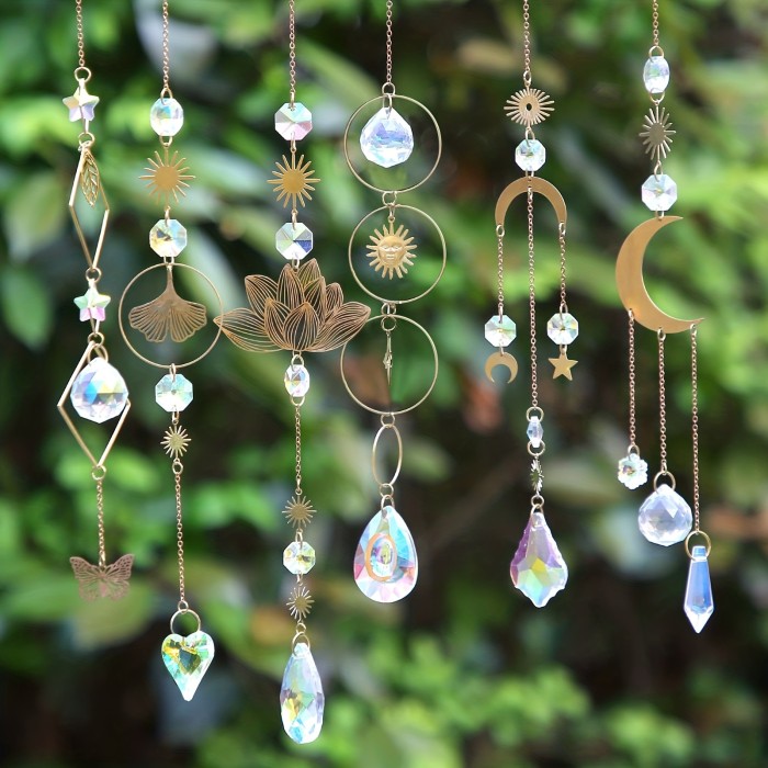 6pcs Vibrant Crystal Suncatchers - Chandelier Effect Pendant Ornaments