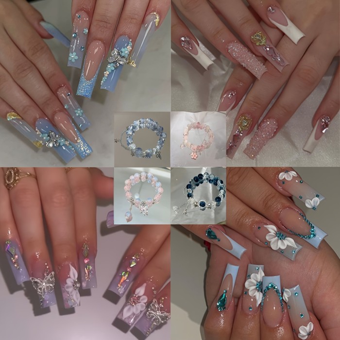100PCS Dazzling Glossy Ballerina Press-On Nails