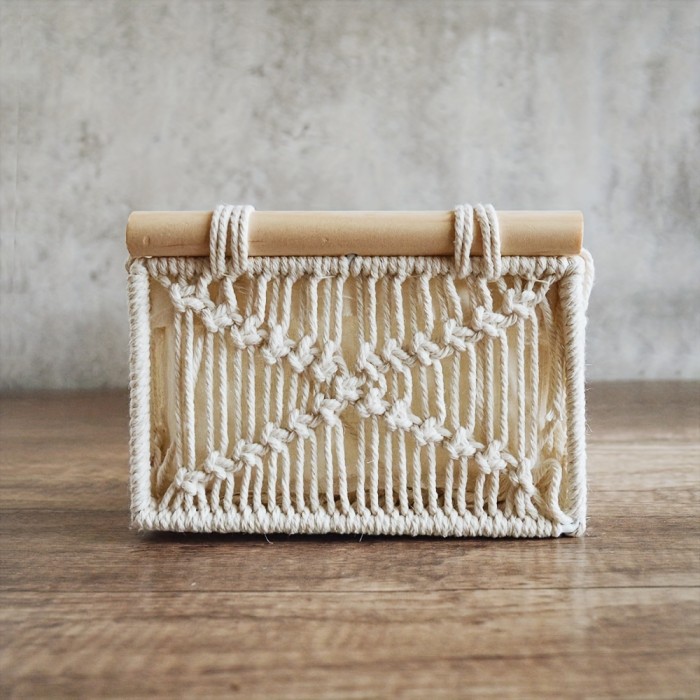 Cesta de Macramé Boho Multiusos - Organizador Tejido a Mano para Elegancia en Hogar y Oficina