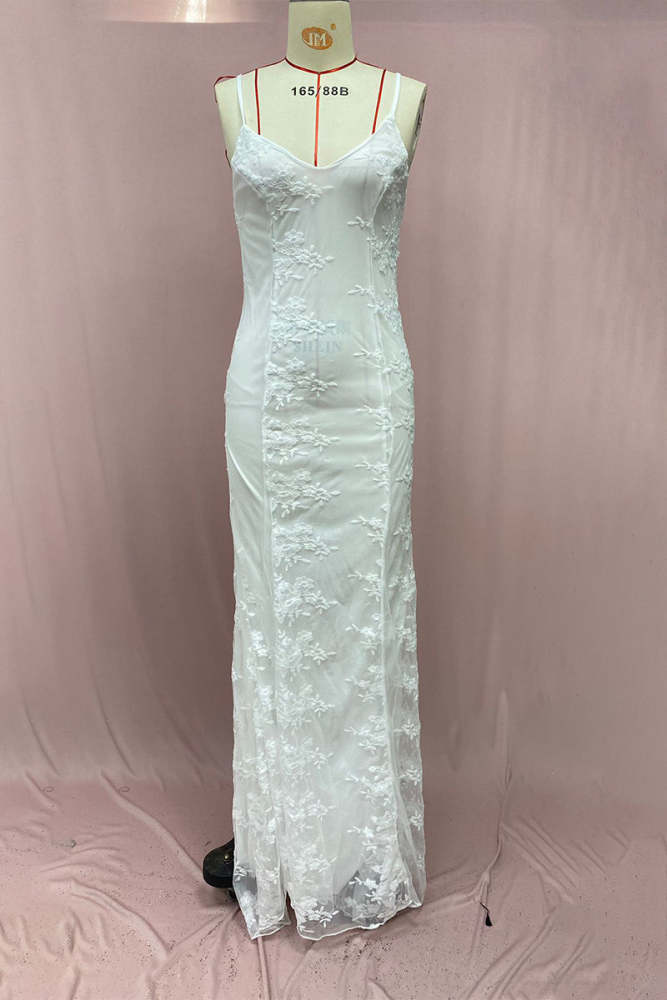 Sexy Solid Color Lace Backless Patchwork V Neck Evening Dresses