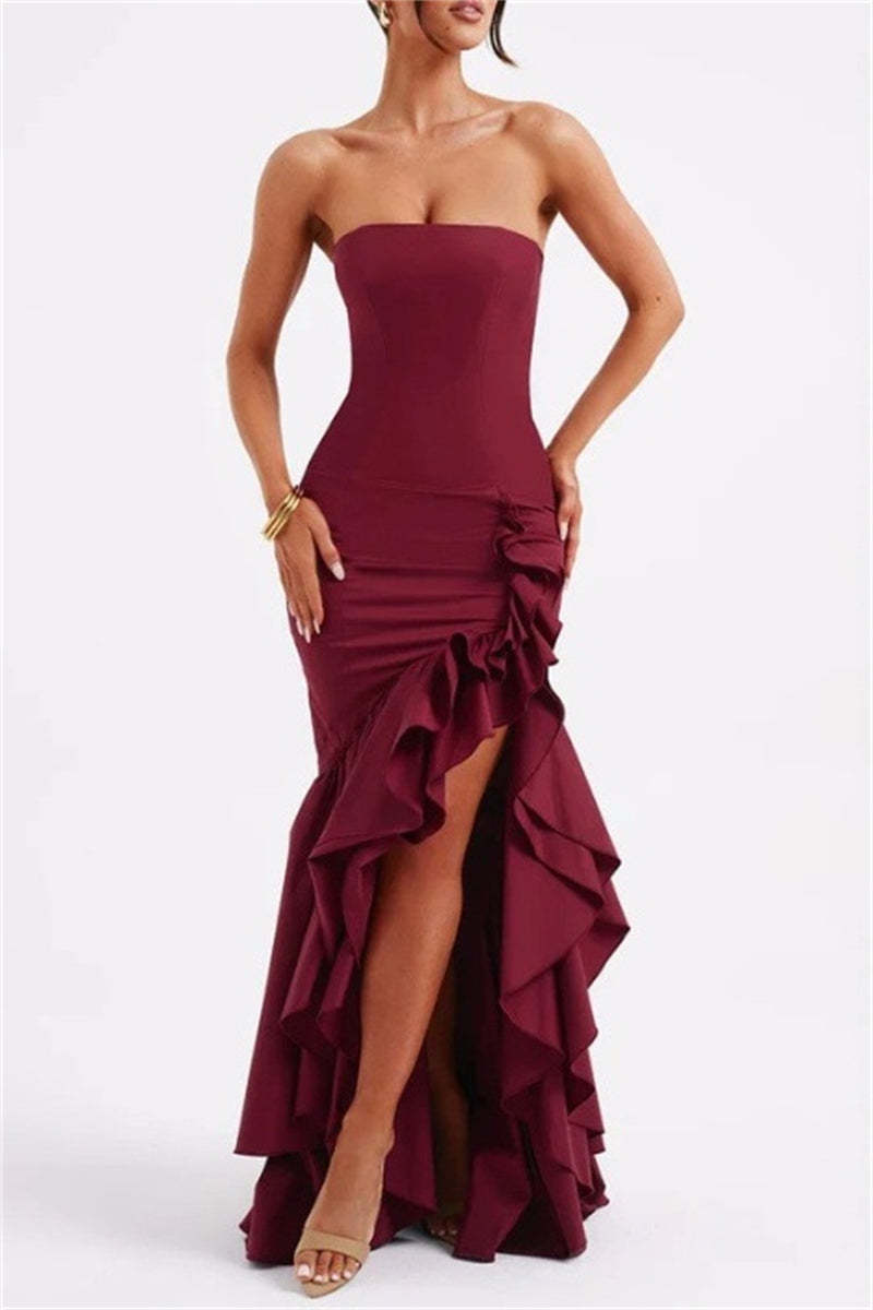 Elegant Backless High Opening Off the Shoulder Irregular Dresses(5 Colors)