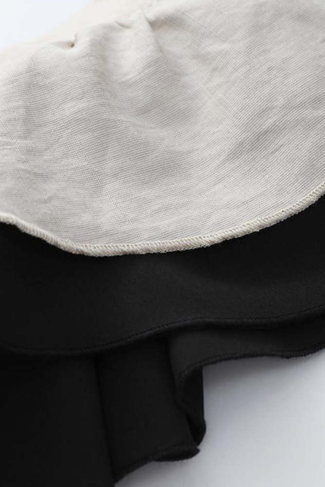 Sweet Elegant Solid Patchwork Flounce V Neck Tops
