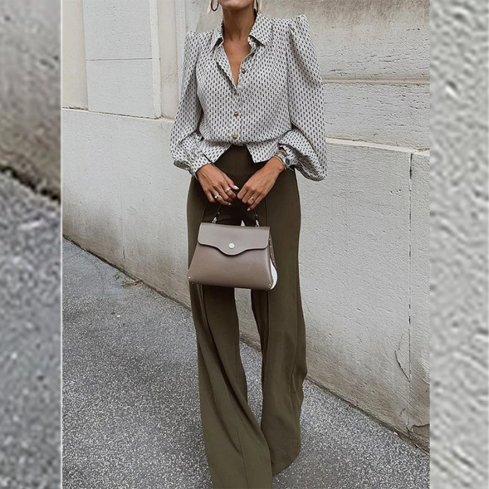 Women's Fashion Casual French Polka Dot Lapel Design Fashion Loose Suit