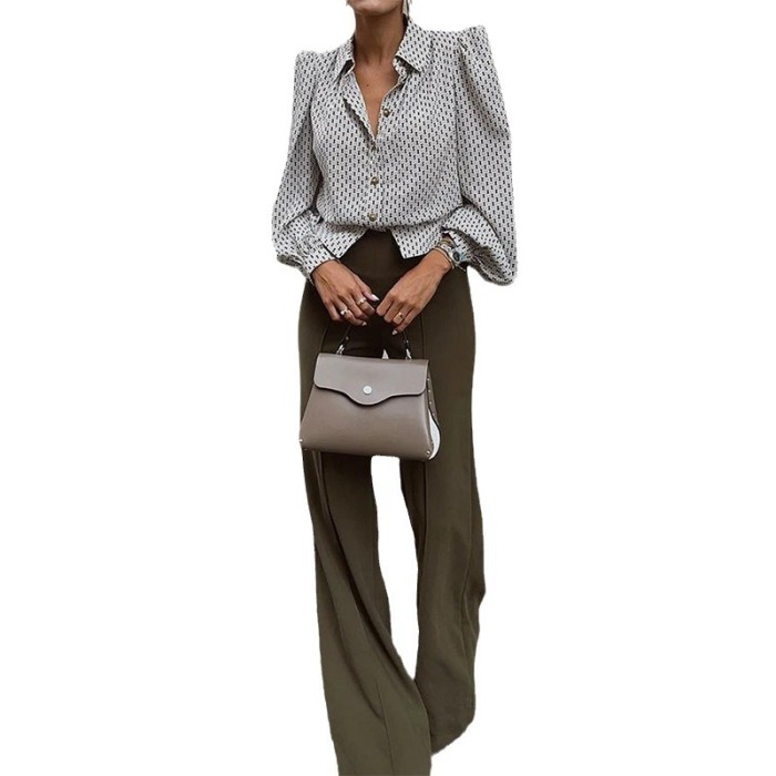 Women's Fashion Casual French Polka Dot Lapel Design Fashion Loose Suit