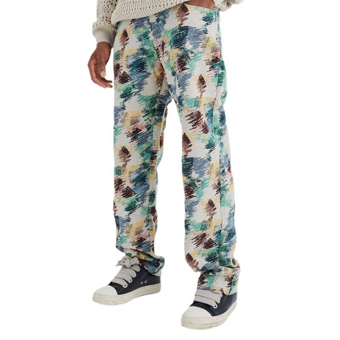 Men's Fashion Printed Loose Graffiti Style Straight Pants