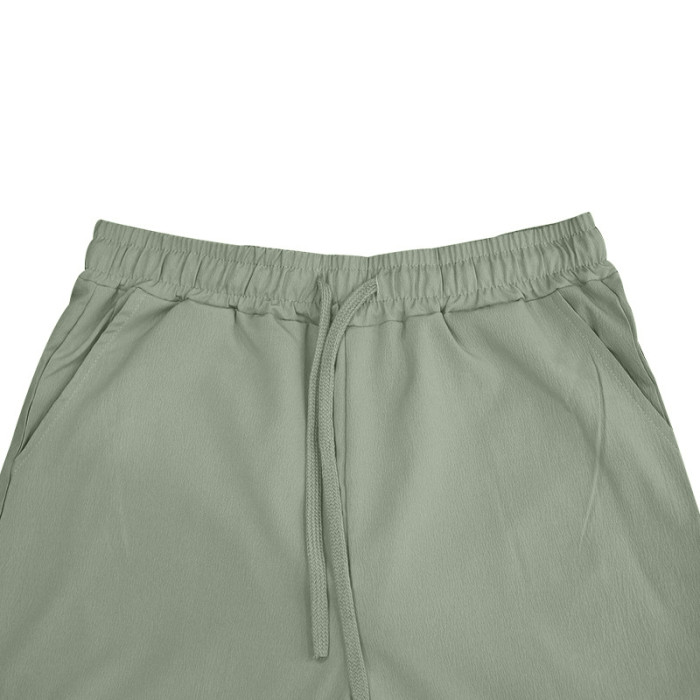 Men's Fashion Cotton Soft Drawstring Elastic Casual Breathable Solid Color Straight Pants