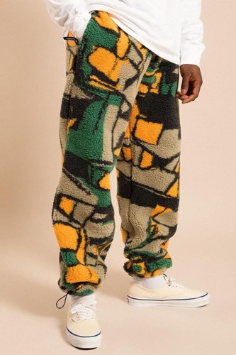 Men's Fashion Printed Loose Sportswear Casual Printed Two-tone Pants