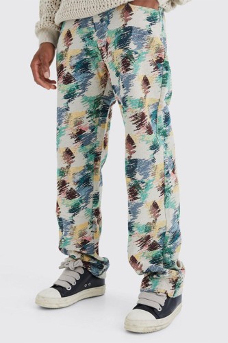 Men's Fashion Printed Loose Graffiti Style Straight Pants