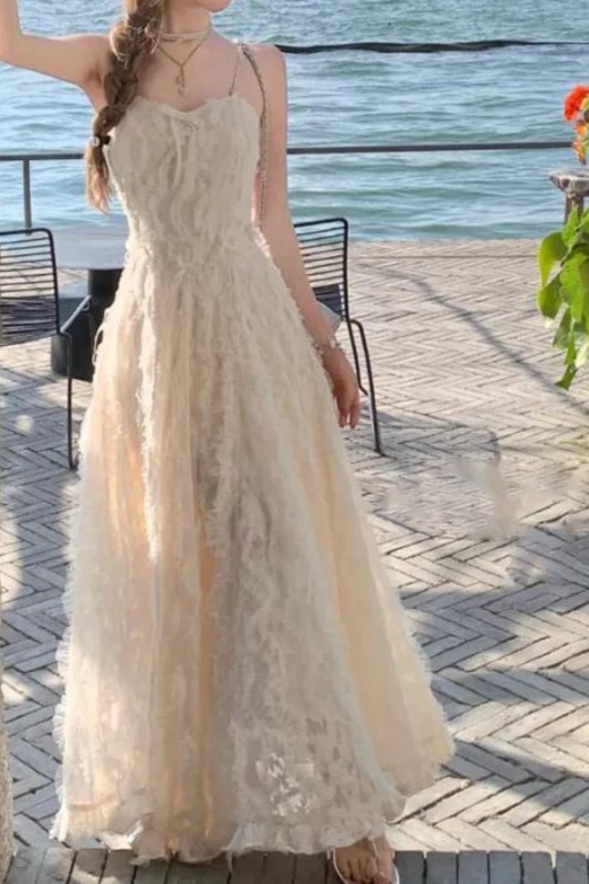 Fashion White Tassel Sleeveless Suspender Party Elegant Backless Dress