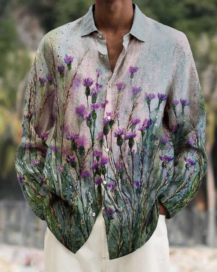 Men's Prints long-sleeved fashion casual shirt 6239
