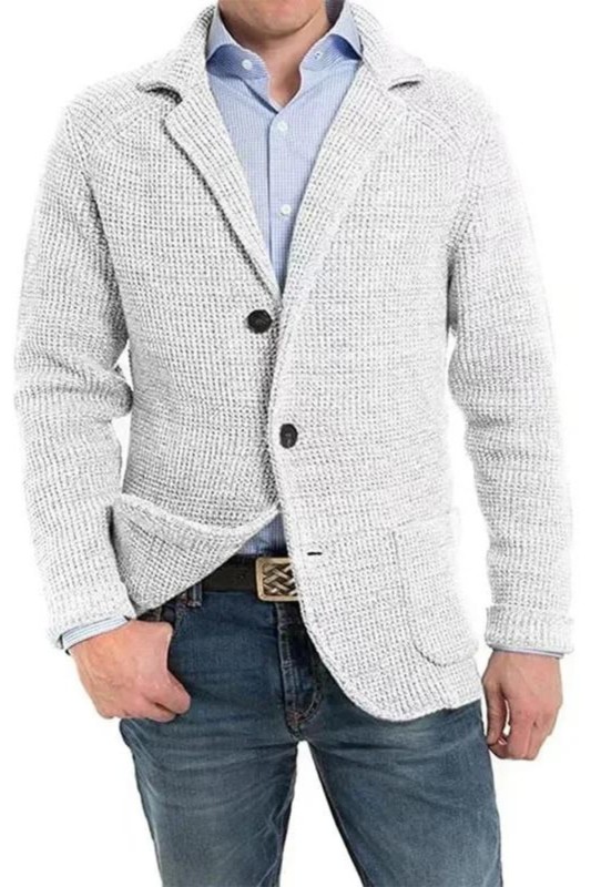 Mens Casual Knitted Cardigan Sweater Fashion Pocket Cardigan Knitted Sweater Mens Jackets